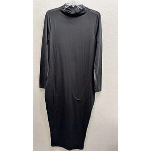 Naked Wardrobe Midi Dress Dress Size 2X Black Long Sleeve Soft Buttery